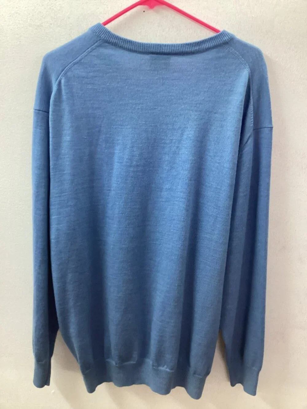 Jos A Bank Executive Coll. Men's XXL Blue Marino Wool Blend LS V-neck Sweater